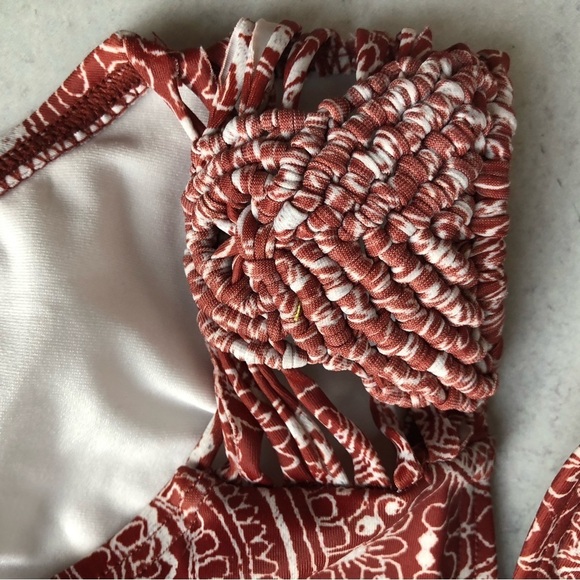 Swimsuits For All Bikini Women's Brick Red Patterned Crochet Size 18 - Picture 9 of 12